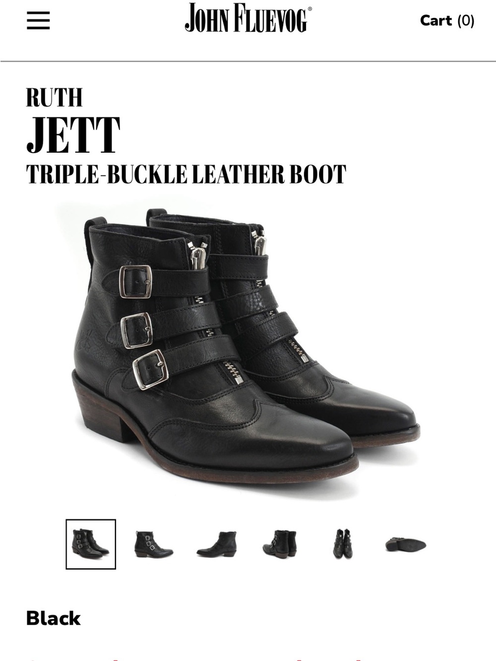 John Fluevog retired Jett Black Leather Triple-Buckle Ankle Boots size 7.5 - Picture 2 of 11